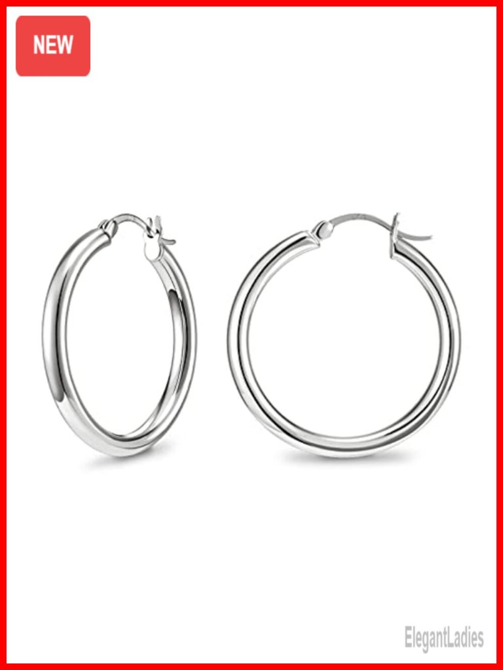 Chunky Hoop Earrings with 925 Sterling Silver Post for Women, Lightweight